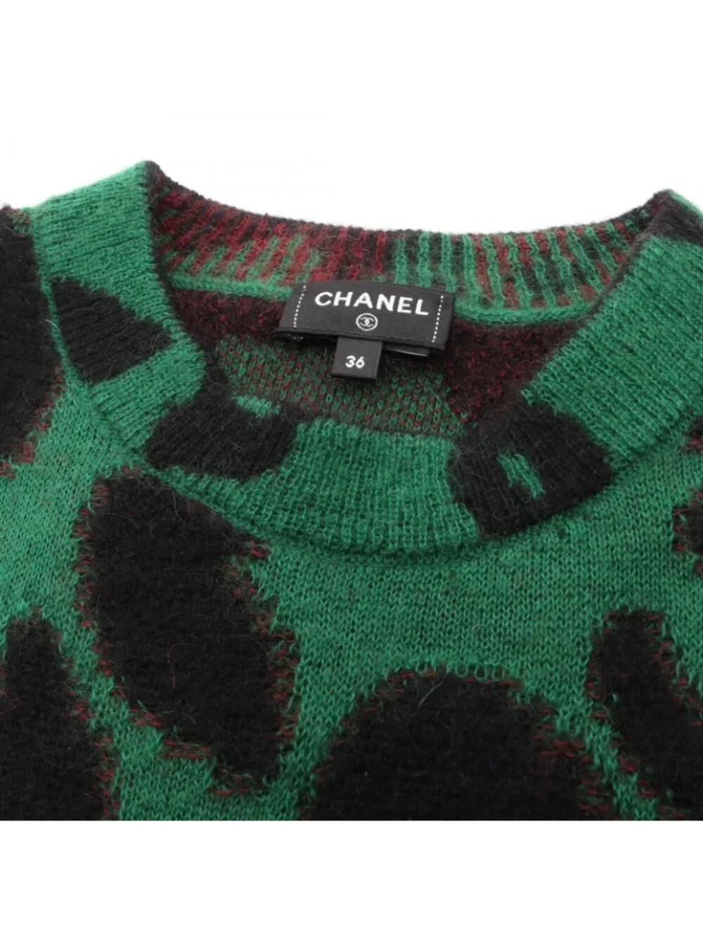 Chanel Knit CC Logo Button All Over Print Cashmere Sweater